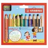 STABILO LÁPICES DE COLORES WOODY 3 EN 1 C/SURTIDOS ESTUCHE DE 10 UD + 1 SACAPUNTAS