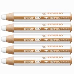 STABILO LÁPICES DE COLORES WOODY 3 EN 1 BLANCO ESTUCHE 5 UD