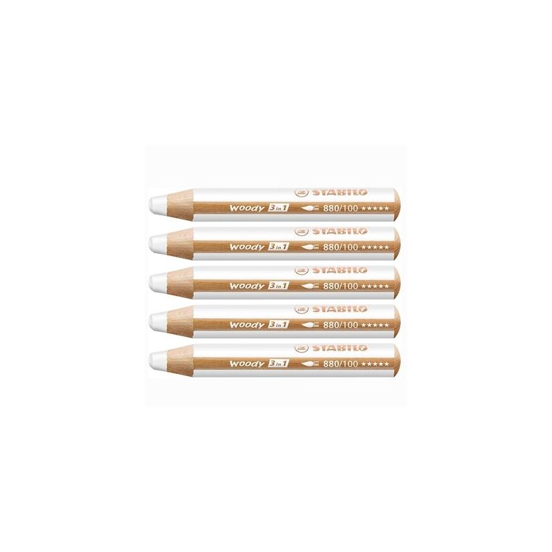 STABILO LÁPICES DE COLORES WOODY 3 EN 1 BLANCO ESTUCHE 5 UD