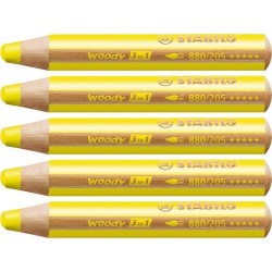 STABILO LÁPICES DE COLORES WOODY 3 EN 1 AMRILLO ESTUCHE 5 UD