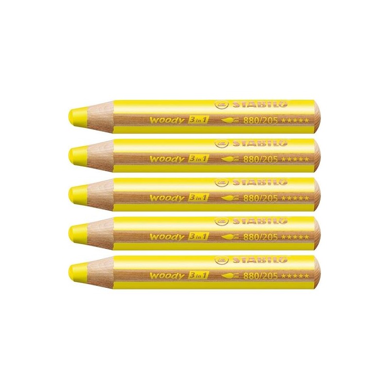 STABILO LÁPICES DE COLORES WOODY 3 EN 1 AMRILLO ESTUCHE 5 UD