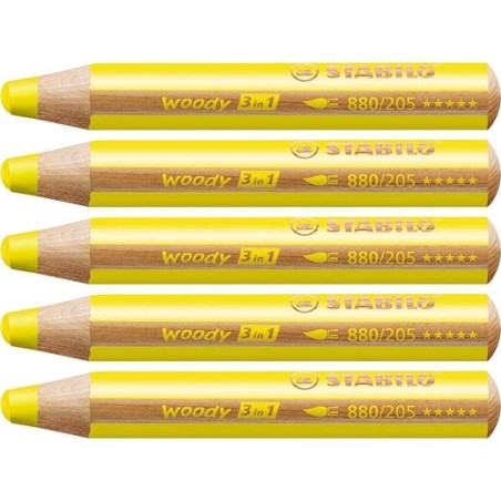 STABILO LÁPICES DE COLORES WOODY 3 EN 1 AMRILLO ESTUCHE 5 UD