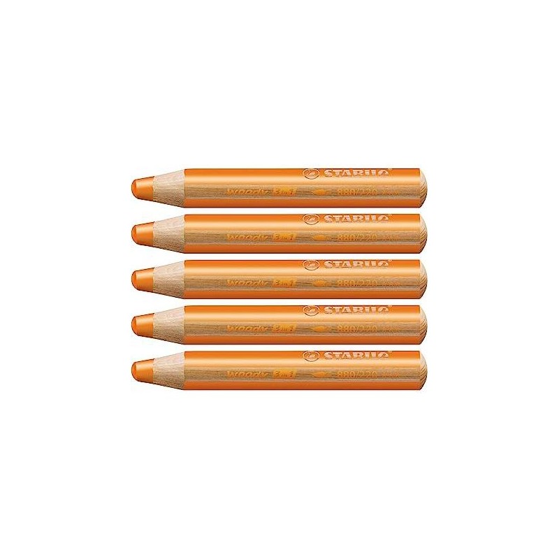STABILO LÁPICES DE COLORES WOODY 3 EN 1 NARANJA ESTUCHE 5 UD