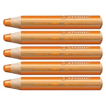 STABILO LÁPICES DE COLORES WOODY 3 EN 1 NARANJA ESTUCHE 5 UD