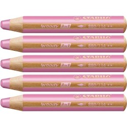 STABILO LÁPICES DE COLORES WOODY 3 EN 1 ROSA ESTUCHE 5 UD
