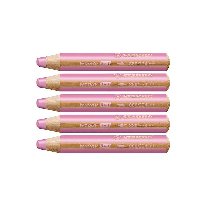 STABILO LÁPICES DE COLORES WOODY 3 EN 1 ROSA ESTUCHE 5 UD