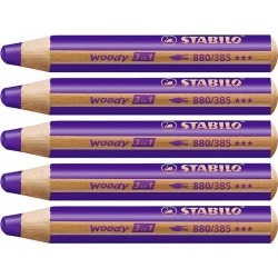 STABILO LÁPICES DE COLORES WOODY 3 EN 1 VIOLETA ESTUCHE 5 UD