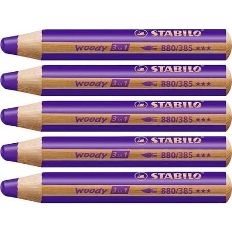 STABILO LÁPICES DE COLORES WOODY 3 EN 1 VIOLETA ESTUCHE 5 UD