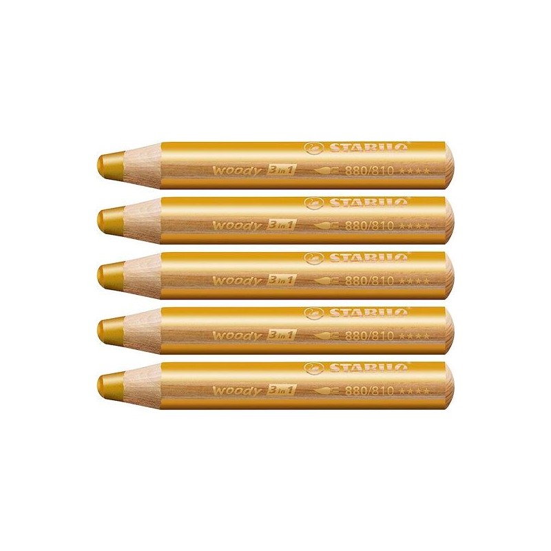 STABILO LÁPICES DE COLORES WOODY 3 EN 1 ORO ESTUCHE 5 UD