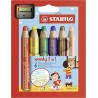 STABILO LÁPICES DE COLORES WOODY 3 EN 1 C/SURTIDOS ESTUCHE 6 UD + 1 SACAPUNTAS