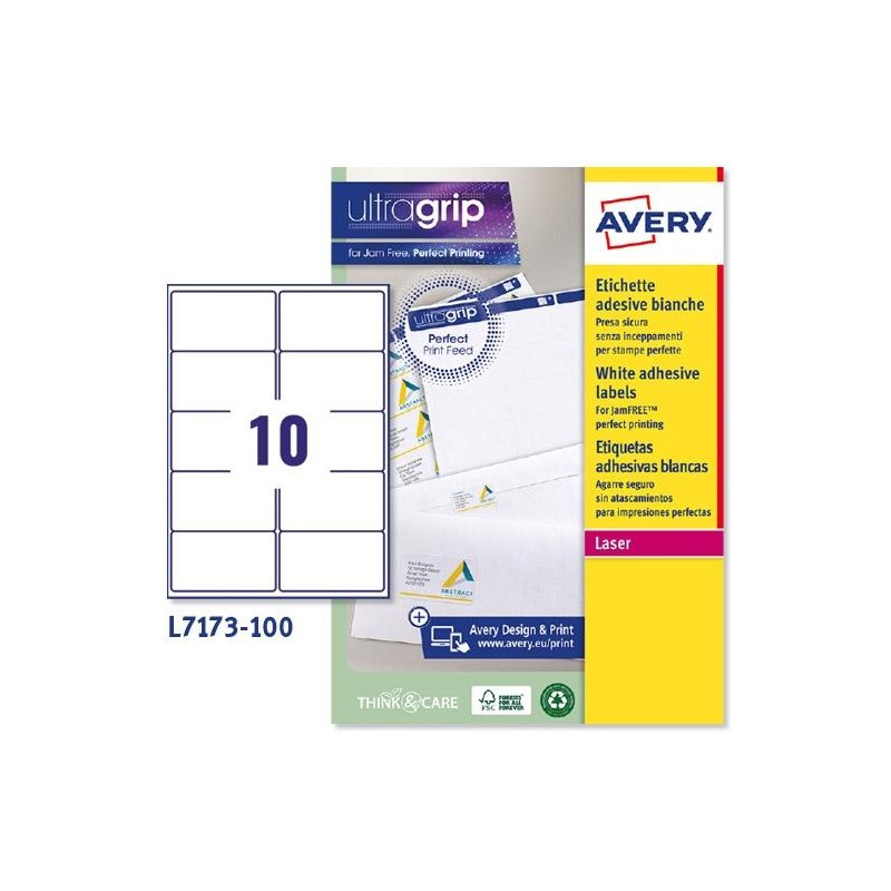 AVERY ETIQUETAS ADHESIVAS PARA ENVÍOS 99,1X57MM INKJET/LÁSER 10 X 100H 100% RECICLADO BLANCO