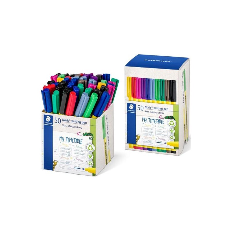 STAEDTLER ROTULADORES NORIS WRITING PEN 307 PUNTA FINA C/SURTIDOS CAJA EXPOSITORA 50 UD