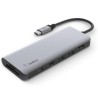 BELKIN ADAPTADOR USB-C 7 EN 1, USB-C PD,2XUSB-A, HDMI,LECTOR SD, MICRO SD, JACK 3.5 MM GRIS