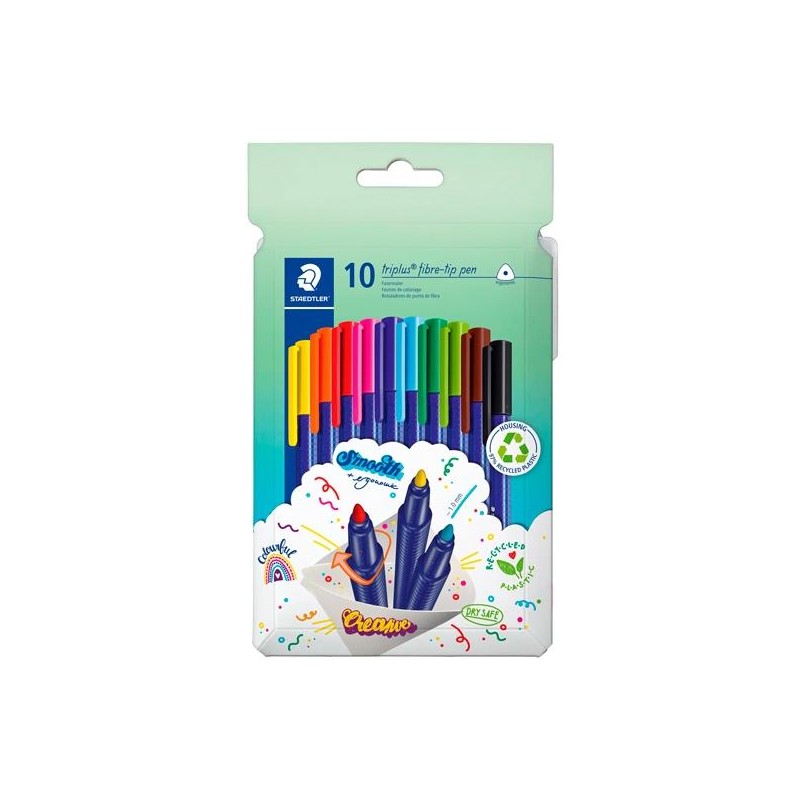 STAEDTLER ROTULADOR TRIPLUS COLOR 323 TRIANGULAR C/SURTIDOS ESTUCHE 10 UD