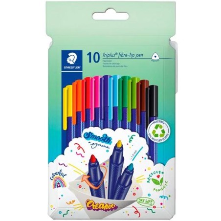 STAEDTLER ROTULADOR TRIPLUS COLOR 323 TRIANGULAR C/SURTIDOS ESTUCHE 10 UD