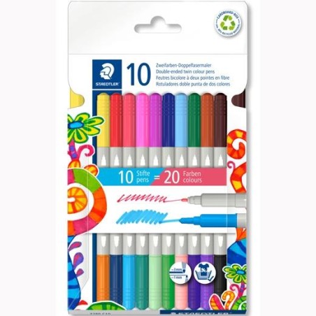 STAEDTLER ROTULADORES NORIS 3280 DOBLE PUNTA C/SURTIDOS ESTUCHE 10 UD