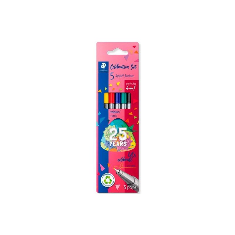 STAEDTLER ESTUCHE 4+1 ROTULADORES TRIPLUS FINELINER 334 PUNTA SUPERFINA C/SURTIDOS