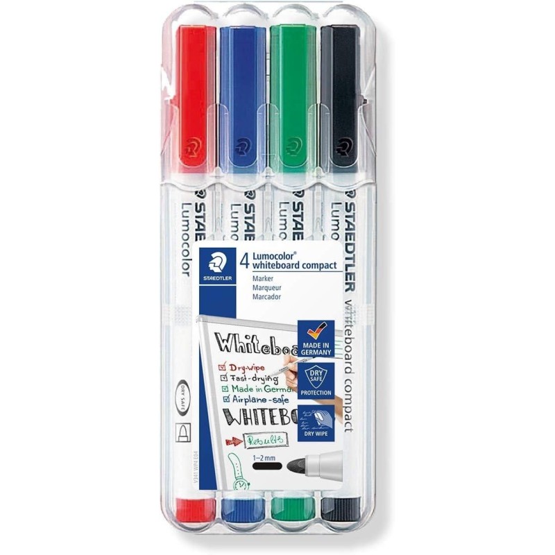 STAEDTLER ROTULADORES PIZARRA BLANCA LUMOCOLOR PUNTA REDONDA C/SURTIDOS ESTUCHE 4 UD