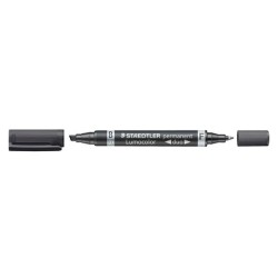 STAEDTLER MARCADOR PERMANENTE DÚO LUMOCOLOR 348 B DOBLE PUNTA FINA/BISELADA NEGRO