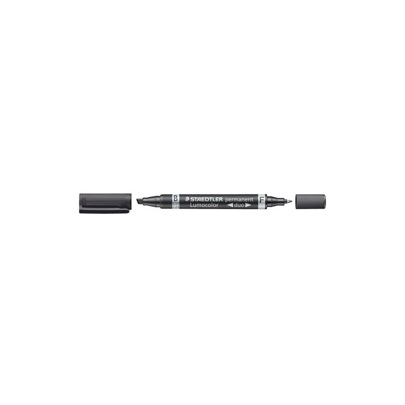 STAEDTLER MARCADOR PERMANENTE DÚO LUMOCOLOR 348 B DOBLE PUNTA FINA/BISELADA NEGRO