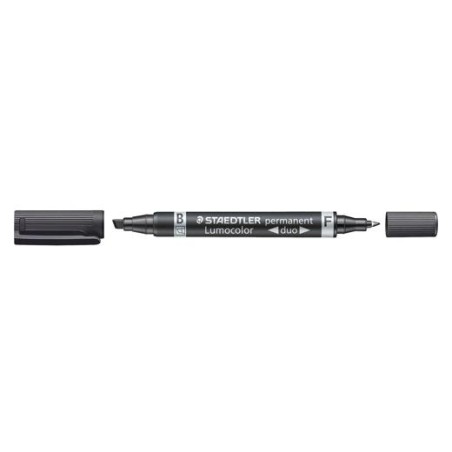 STAEDTLER MARCADOR PERMANENTE DÚO LUMOCOLOR 348 B DOBLE PUNTA FINA/BISELADA NEGRO