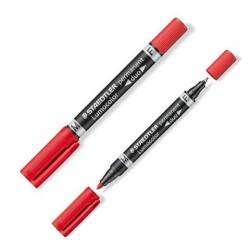 STAEDTLER MARCADOR PERMANENTE DÚO LUMOCOLOR 348 DOBLE PUNTA FINA/MEDIA ROJO