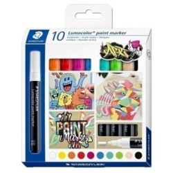 STAEDTLER MARCADOR ESPECIAL LUMOCOLOR 349 PERMANENTE C/SURTIDOS ESTUCHE 10 UD