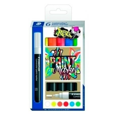 STAEDTLER MARCADOR ESPECIAL LUMOCOLOR 349 PERMANENTE C/SURTIDOS ESTUCHE 6 UD