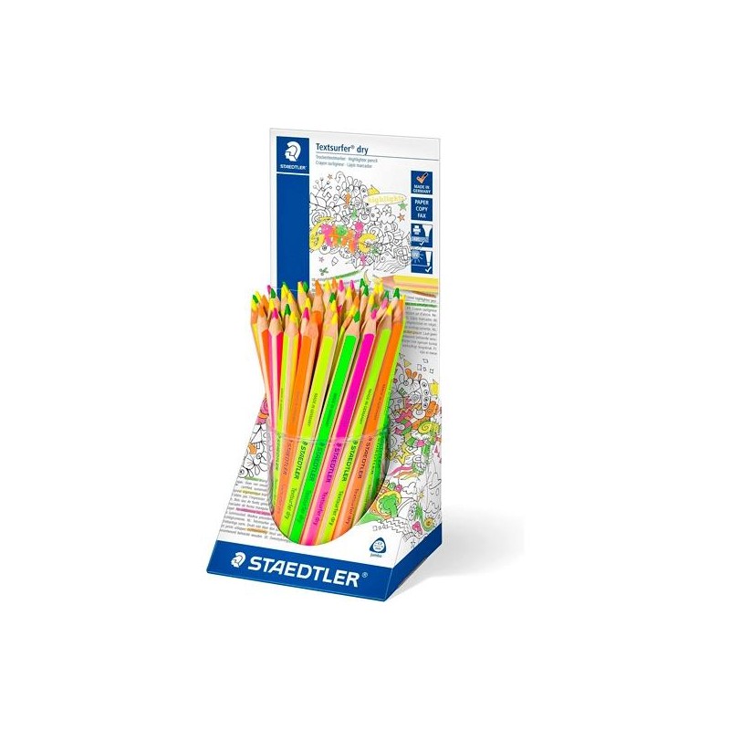 STAEDTLER LÁPICES DE COLORES TEXTSURFER DRY FLUORESCENTES SURTIDOS EXPOSITOR 48 UD
