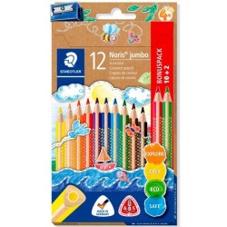 STAEDTLER LÁPICES DE COLORES JUMBO 128 SURTIDOS ESTUCHE 10+2 UD + SACAPUNTAS DE REGALO