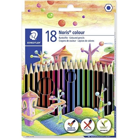 STAEDTLER LÁPICES DE COLORES NORIS COLOUR WOPEX ECOLÓGICO SURTIDOS ESTUCHE 18 UD
