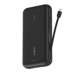 BELKIN CARGADOR POWER BANK 20K MAH 1 USB-A Y 1 USB-C C/ CABLE INTEGRADO USB-C NEGRO