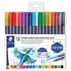 STAEDTLER ROTULADORES DESIGN JOURNEY DOBLE PUNTA FINA/PINCEL ACUARELABLES C/SURTIDOS ESTUCHE 18 UD