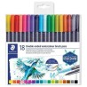 STAEDTLER ROTULADORES DESIGN JOURNEY DOBLE PUNTA FINA/PINCEL ACUARELABLES C/SURTIDOS ESTUCHE 18 UD