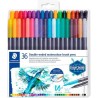 STAEDTLER ROTULADORES DESIGN JOURNEY DOBLE PUNTA FINA/PINCEL ACUARELABLES C/SURTIDOS ESTUCHE 36 UD