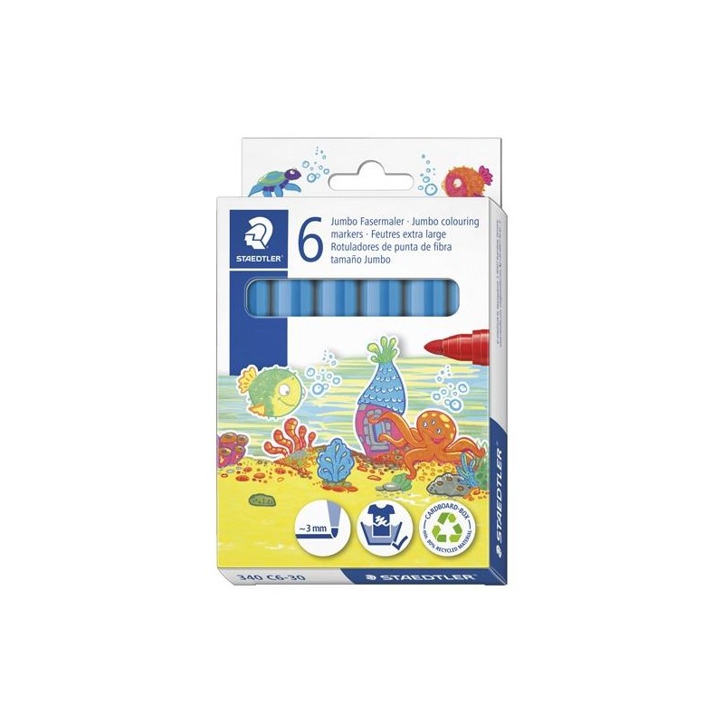 STAEDTLER ROTULADOR NORIS CLUB GRUESO AZUL CLARO ESTUCHE 6 UD