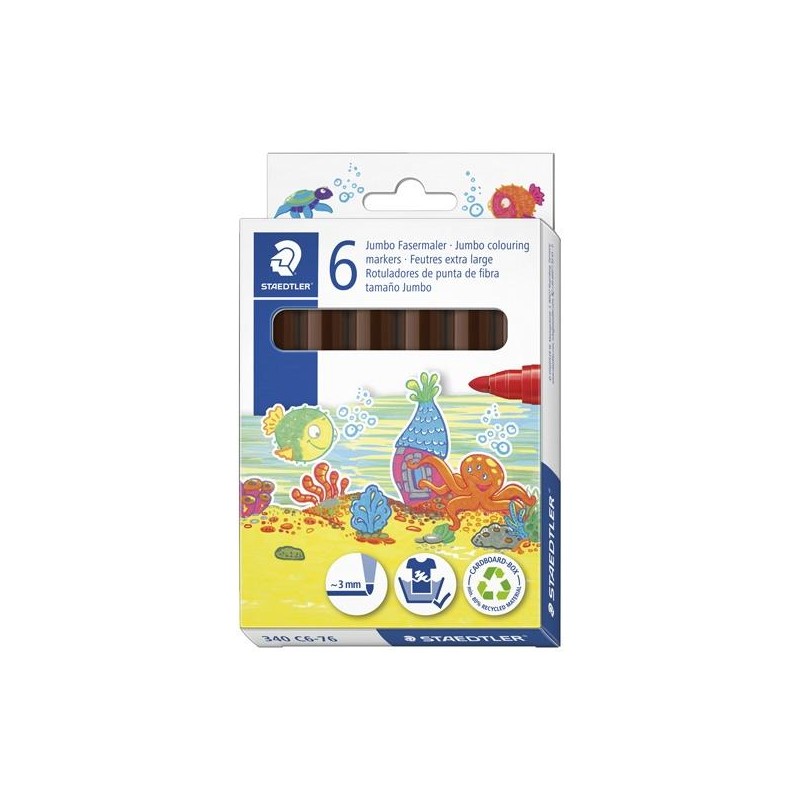 STAEDTLER ROTULADOR NORIS CLUB GRUESO MARRÓN ESTUCHE 6 UD