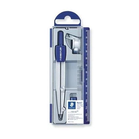 STAEDTLER COMPÁS ESCOLAR NORIS 550 CON TUBO DE MINAS Y ADAPTADOR UNIVERSAL