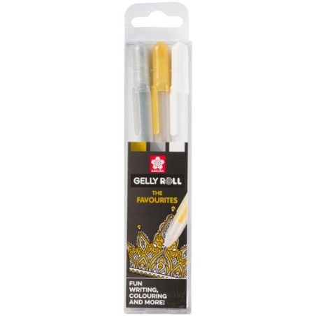 TALENS SAKURA ESTUCHE DE 3 BOLÍGRAFOS GELLY ROLL MIXED ORO/PLATA/BLANCO