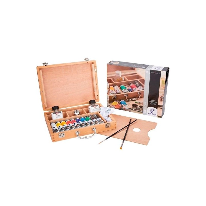 TALENS VAN GOGH SET BÁSICO CAJA DE MADERA 10 TUBOS DE 40ML PINTURAS AL ÓLEO + ACCESORIOS C/SURTIDOS
