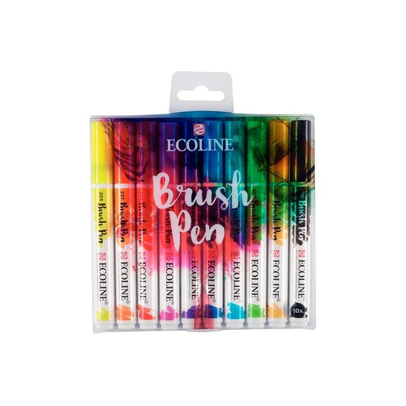 TALENS ECOLINE ROTULADORES BRUSH PEN PUNTA PINCEL C/SURTIDOS ESTUCHE 10 UD