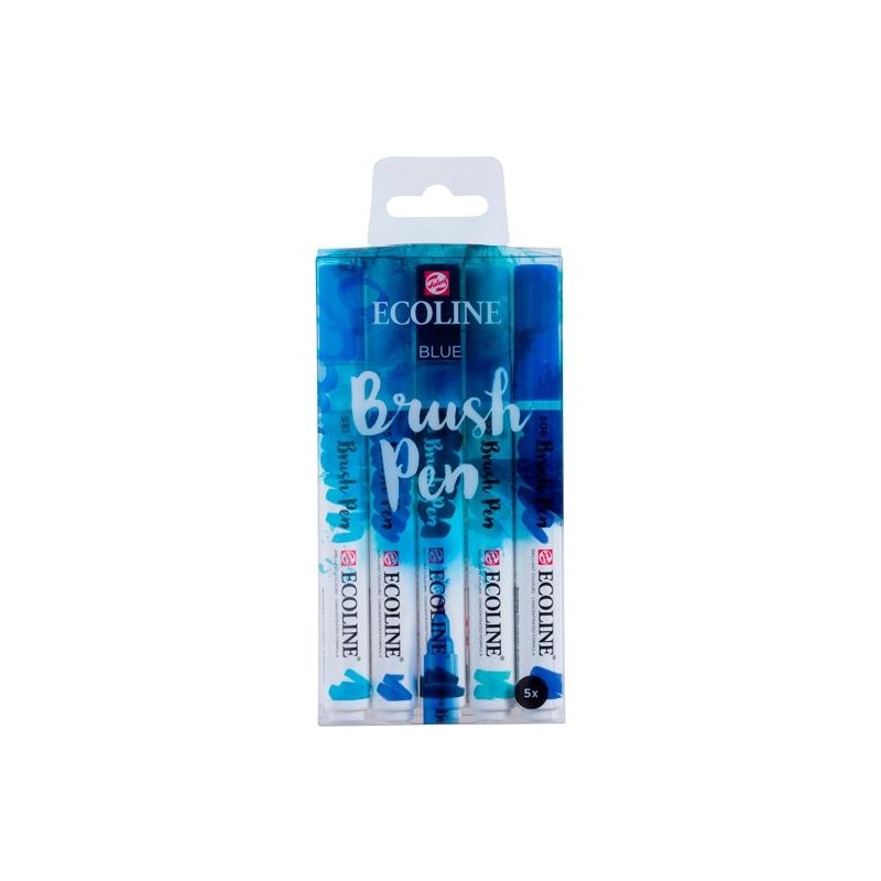 TALENS ECOLINE ROTULADORES BRUSH PEN PUNTA PINCEL AZUL ESTUCHE 5 UD