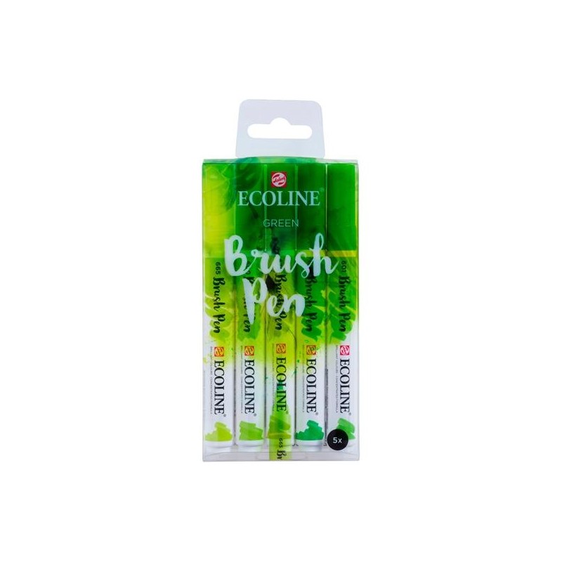TALENS ECOLINE ROTULADORES BRUSH PEN PUNTA PINCEL VERDE ESTUCHE 5 UD