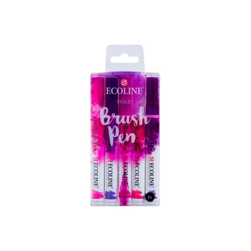 TALENS ECOLINE ROTULADORES BRUSH PEN PUNTA PINCEL VIOLETA ESTUCHE 5 UD