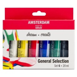 TALENS AMSTERDAM STANDARD SERIES SET ACRÍLICOS SELECCIÓN GENERAL TUBO 20ML ESTUCHE 6 UD