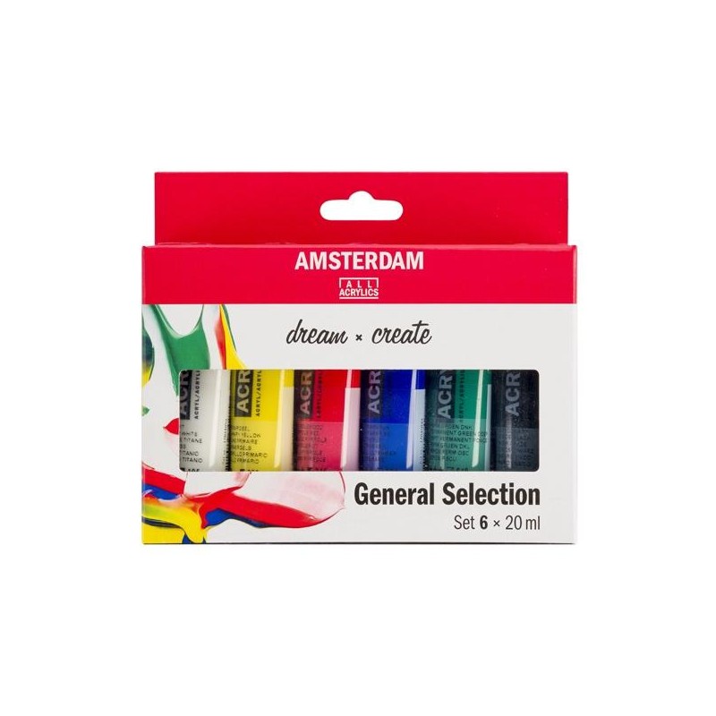 TALENS AMSTERDAM STANDARD SERIES SET ACRÍLICOS SELECCIÓN GENERAL TUBO 20ML ESTUCHE 6 UD