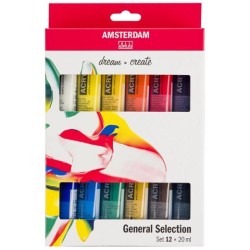 TALENS AMSTERDAM STANDARD SERIES SET ACRÍLICOS SELECCIÓN GENERAL TUBO 20ML ESTUCHE 12 UD
