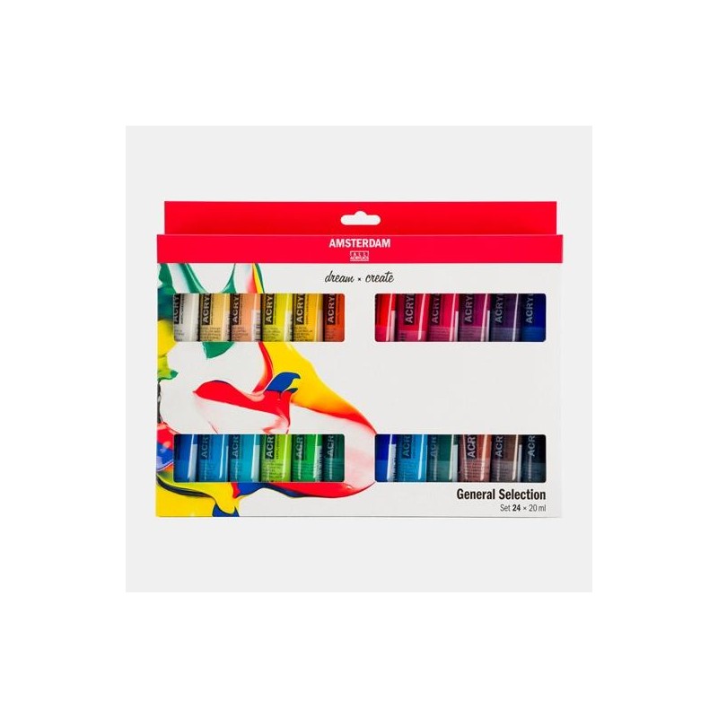 TALENS AMSTERDAM SET 24 TUBOS ACRÍLICOS DE 20ML SELECCIÓN STANDARD SERIES COLORES SURTIDOS
