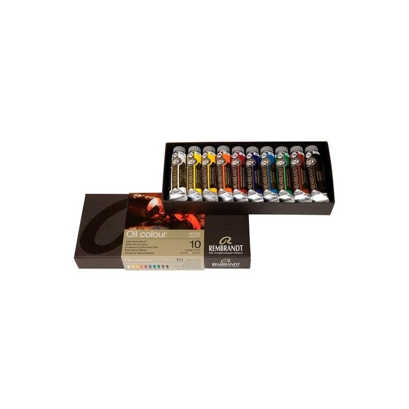TALENS REMBRANDT SET BÁSICO DE PINTURAS AL ÓLEO CON 10 TUBOS DE 15ML COLORES SURTIDOS