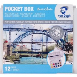 TALENS VAN GOGH ACUARELAS BÁSICAS EN MEDIAS PASTILLAS C/SURTIDOS ESTUCHE 12 UD + PINCEL